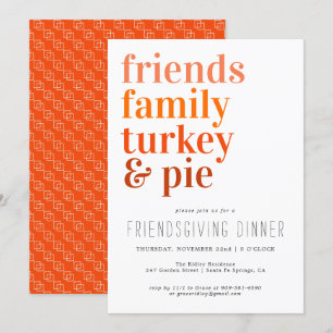Invitation Typographie moderne   Soirée Thanksgiving