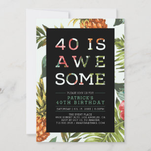 Invitation Typographie moderne tropicale 40e anniversaire