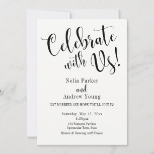 Invitation Typographie Noir Blanc Après Célébration De Mariag