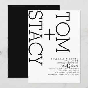 Invitation Typographie noir blanc simple Ultra Bold Mariage