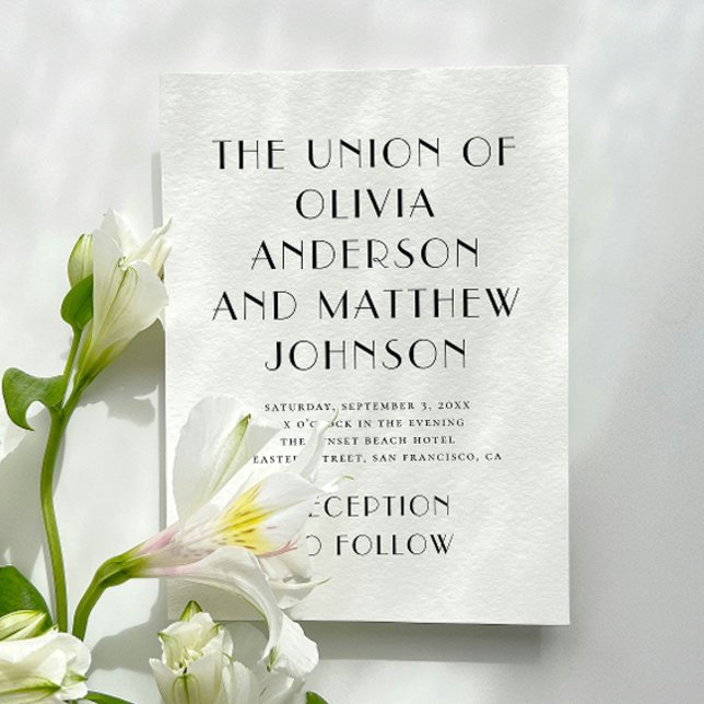 Invitation Typographie noir et blanc Mariage minimaliste (Créateur téléchargé)