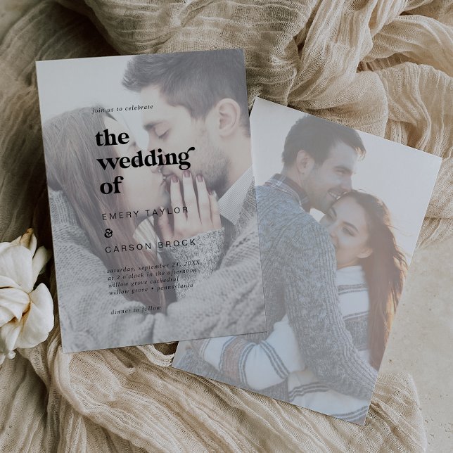 Invitation Typographie noire moderne | Mariage photo défraîch (Créateur téléchargé)