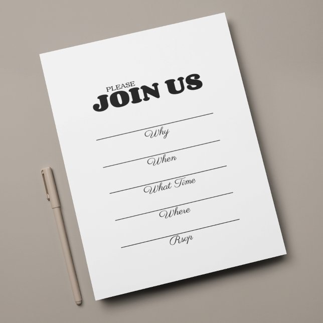 Invitation Typographie noire multifonction remplie à la main (Créateur téléchargé)