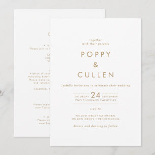 Invitation Typographie Or Chic tout en un Mariage