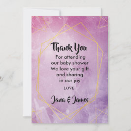 Invitation Typographie or rose aquarelle merci