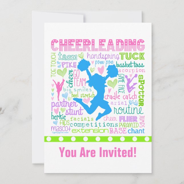 Invitation Typographie personnalisée Pastel Cheerled Words (Devant)