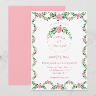 Invitation Typographie romantique rose fleurie Typographie Ma