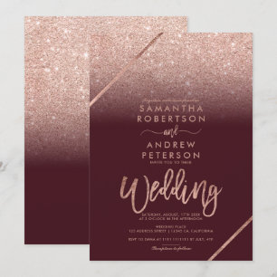 Invitation Typographie Rose de la parties scintillant d'or ma