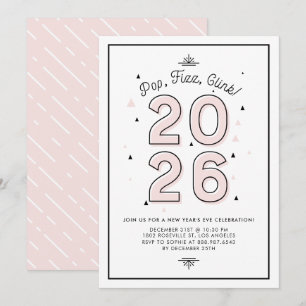 Invitation Typographie rose moderne 2022 Soirée du Nouvel An
