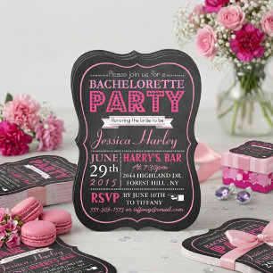 Invitation Typographie rose tableau noir enterrement de vie d