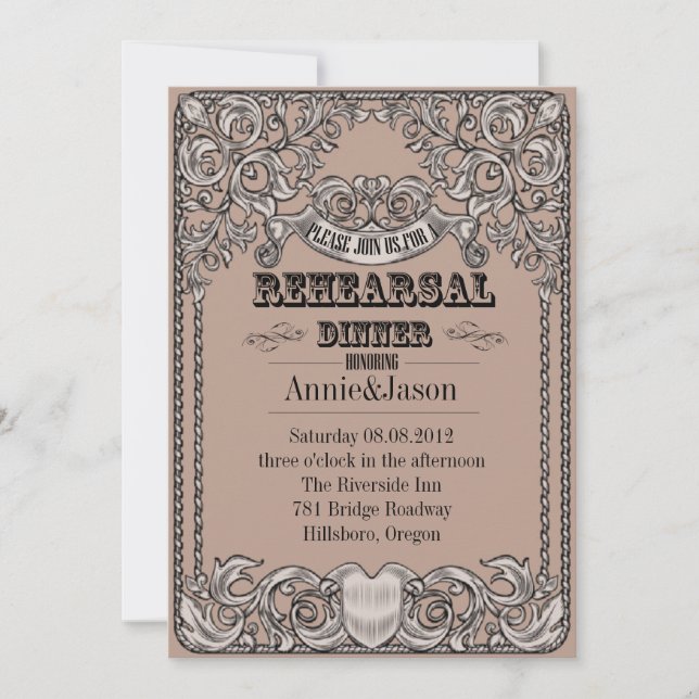 Invitation typographie rustique mariage pays occidental (Devant)