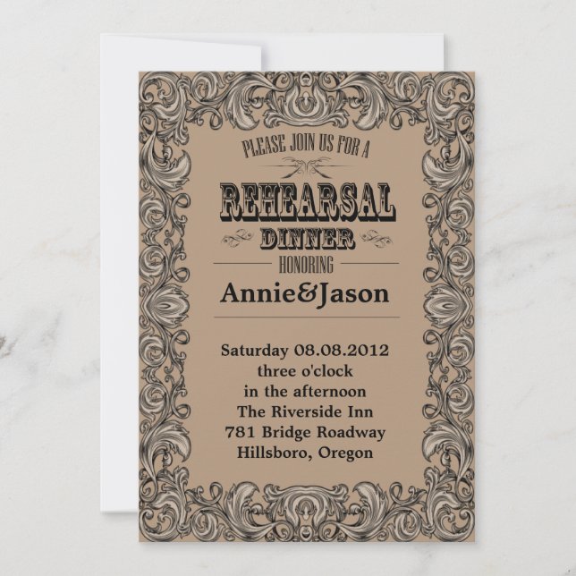 Invitation typographie rustique mariage pays western (Devant)
