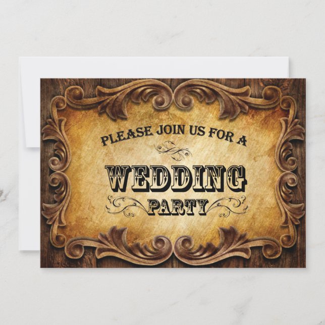 Invitation typographie rustique mariage pays western (Devant)