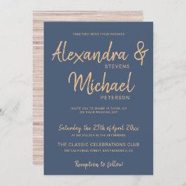 Invitation Typographie script marine cuivre moderne mariage