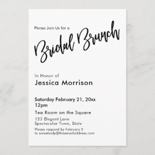 Invitation Typographie simple de Brunch nuptial noir et blanc