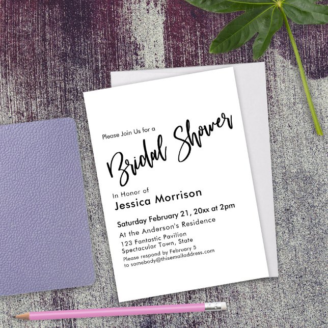 Invitation Typographie simple de la Fête des mariées noire et (Créateur téléchargé)