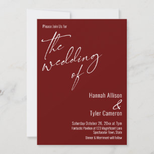 Invitation Typographie Simple Élégante Le Mariage de Bourgogn