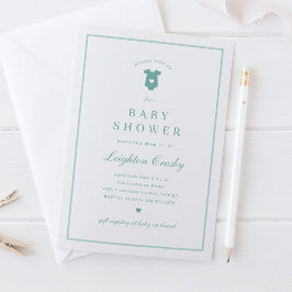 Invitation Typographie simple et élégante Sage Baby shower ve