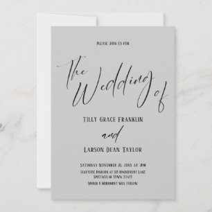 Invitation Typographie Simple Le Mariage De Grey Clair