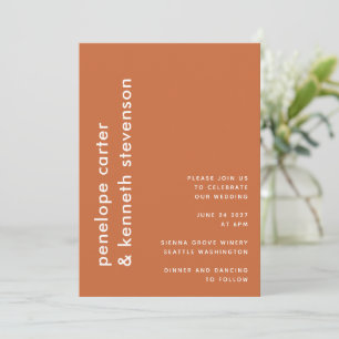 Invitation Typographie simple moderne   Mariage orange brûlé