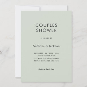 Invitation Typographie simple Sage Green Couple Douche nuptia