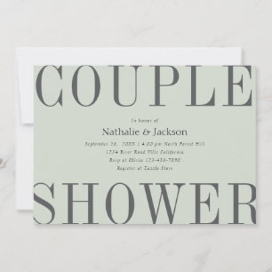 Invitation Typographie simple Sage Green Couple Douche nuptia