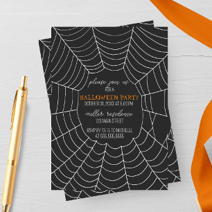 Invitation Typographie simple Spiderweb Halloween Party