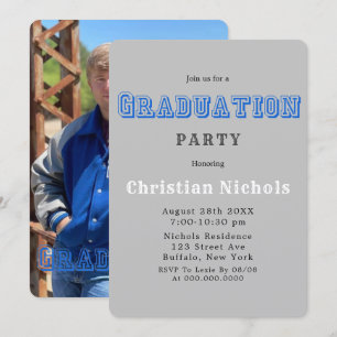 Invitation Typographie sportive Ajouter Photo Graduation Part