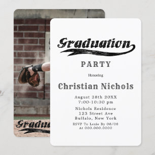 Invitation Typographie sportive Ajouter Photo Graduation Part