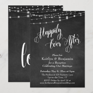 Invitation Typographie Tableau Noir Lumineux Happily Ever Aft