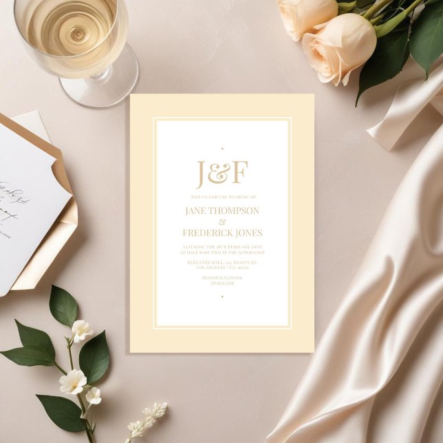Invitation Typographie tendance Champagne et Mariage ivoire (Trendy Typography Champagne and Ivory Wedding Invitation)
