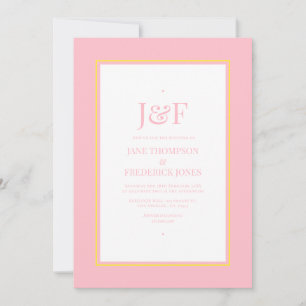 Invitation Typographie tendance Mariage rose et jaune