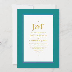 Invitation Typographie tendance Turquoise, violet et Mariage 