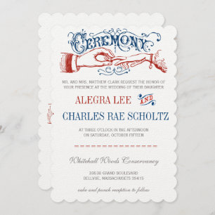 Invitation Typographie victorienne rouge blanc