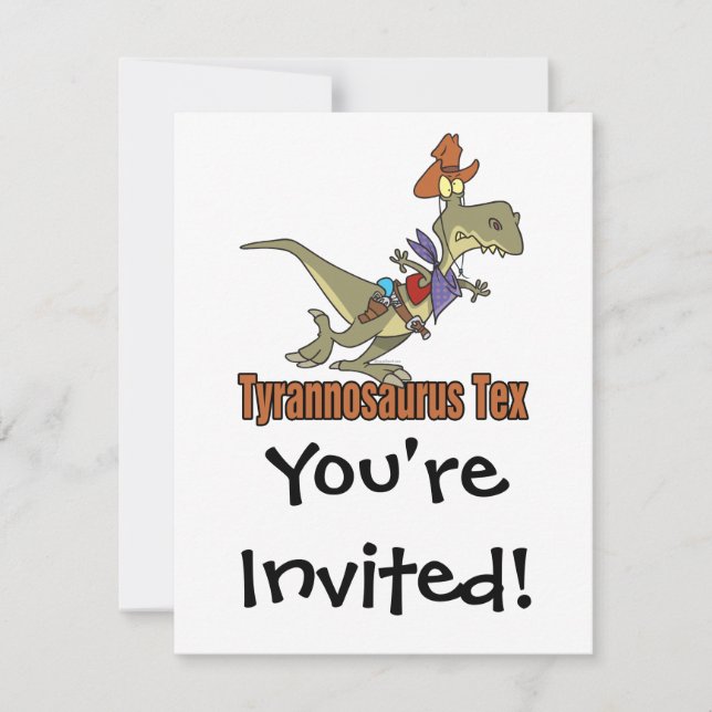Invitation tyrannosaurus rex tex cowboy dinosaure (Devant)