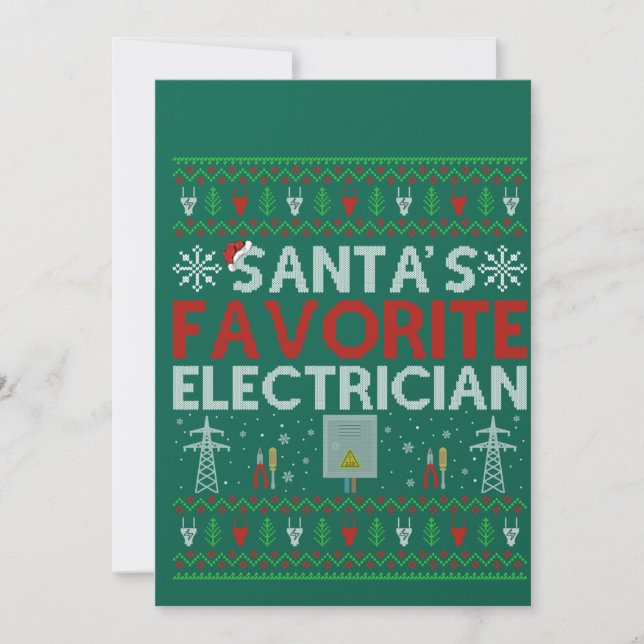 Invitation Ugly Electrician Xmas Gift Santa Loves Electrician (Devant)