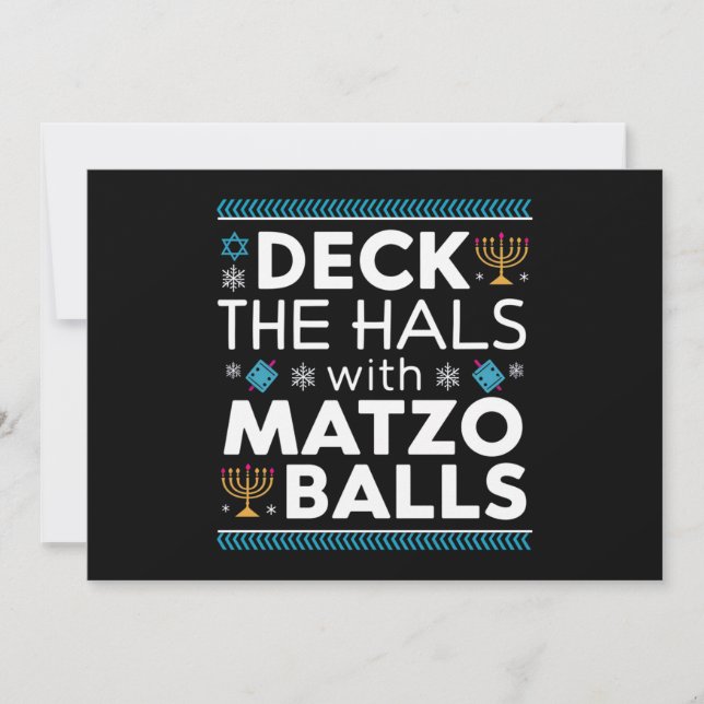 Invitation Ugly Hanukkah Deck Hall avec Chanukah Matzo Ball  (Devant)