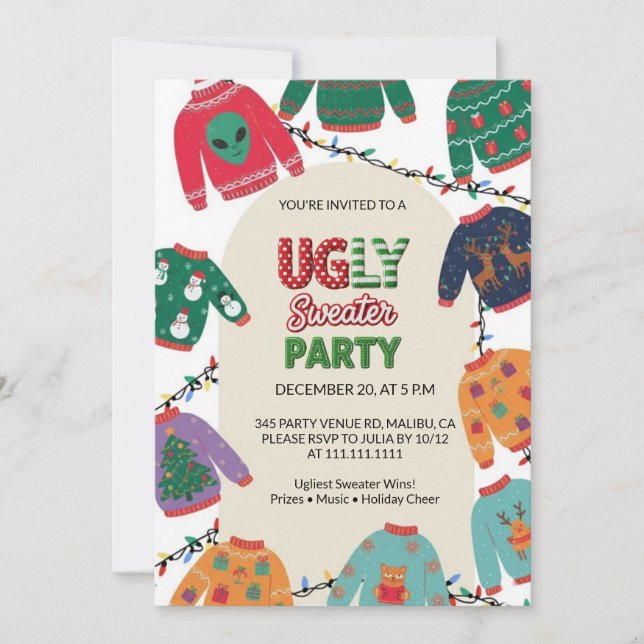 Invitation Ugly Sweater Christmas Party (Devant)