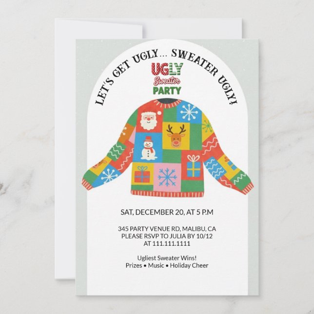 Invitation Ugly Sweater Christmas Party  (Devant)