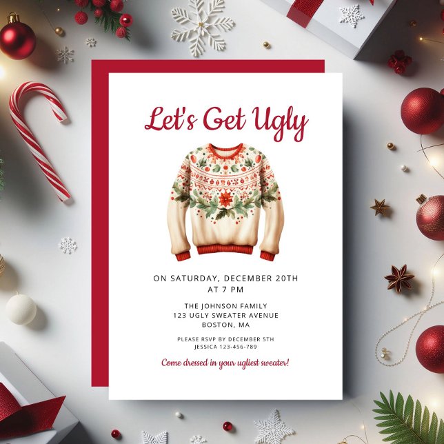 Invitation Ugly Sweater Christmas Party  (Ugly Sweater Christmas Party Invitation)