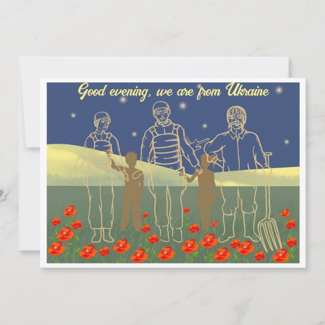 Invitation Ukraine bonsoir gens jaune et bleu (Devant)