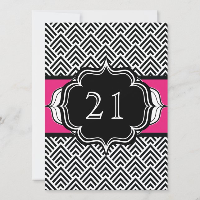 Invitation Ultra Chic 21e Anniversaire ou Chevron Enterrement (Devant)