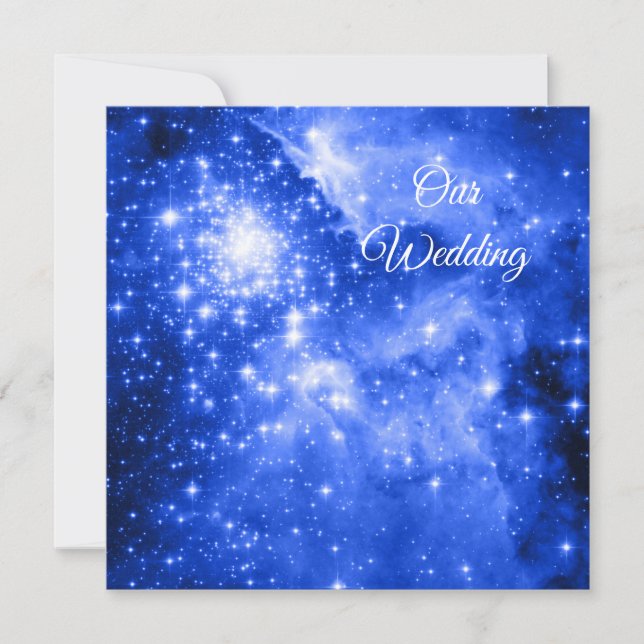 Invitation Ultramarine Blue Stars Mariage cosmique (Devant)