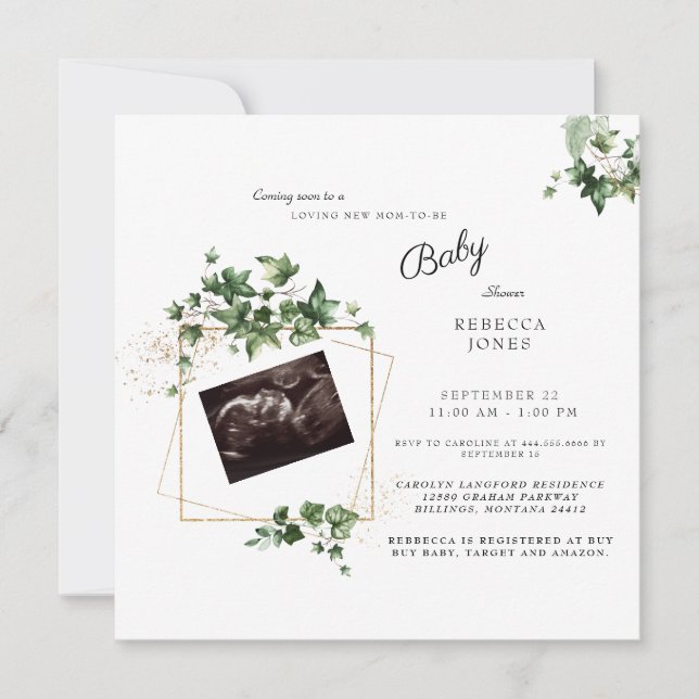 Invitation Ultrasound Bientôt Baby shower Carré (Devant)
