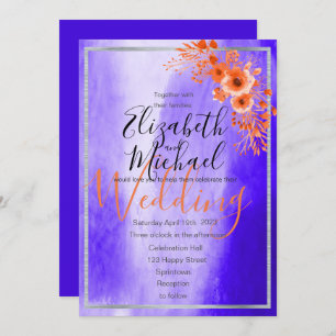 Invitation UlUV moderne/ Violet / Floral orange