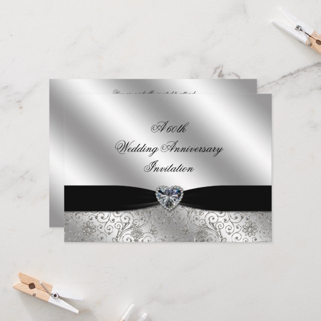 Invitation Un 60e anniversaire de Mariage de diamant 7x5 Invi (Devant/Arrière en situation)
