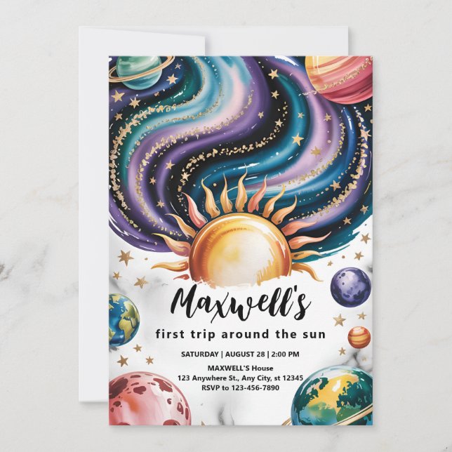 Invitation Un an autour du soleil Anniversaire (Devant)