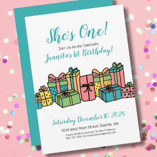 Invitation Un an Coloré 1er anniversaire fête