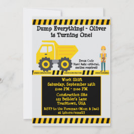 Invitation Un Anniversaire Construction de Camion Jaune