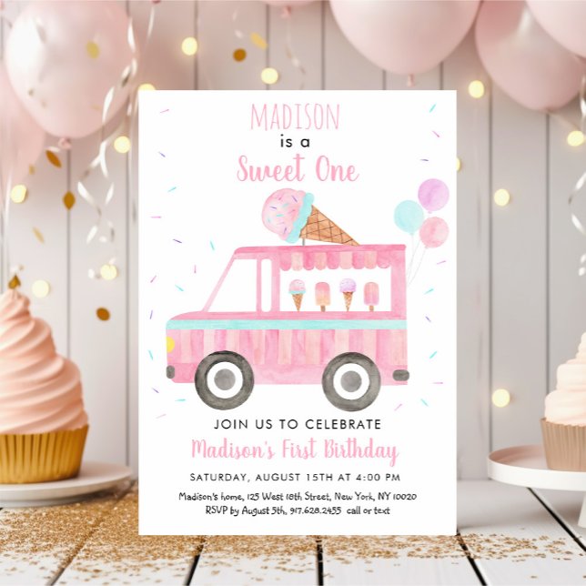 Invitation Un Anniversaire de crème glacée Camion Sweet (Créateur téléchargé)